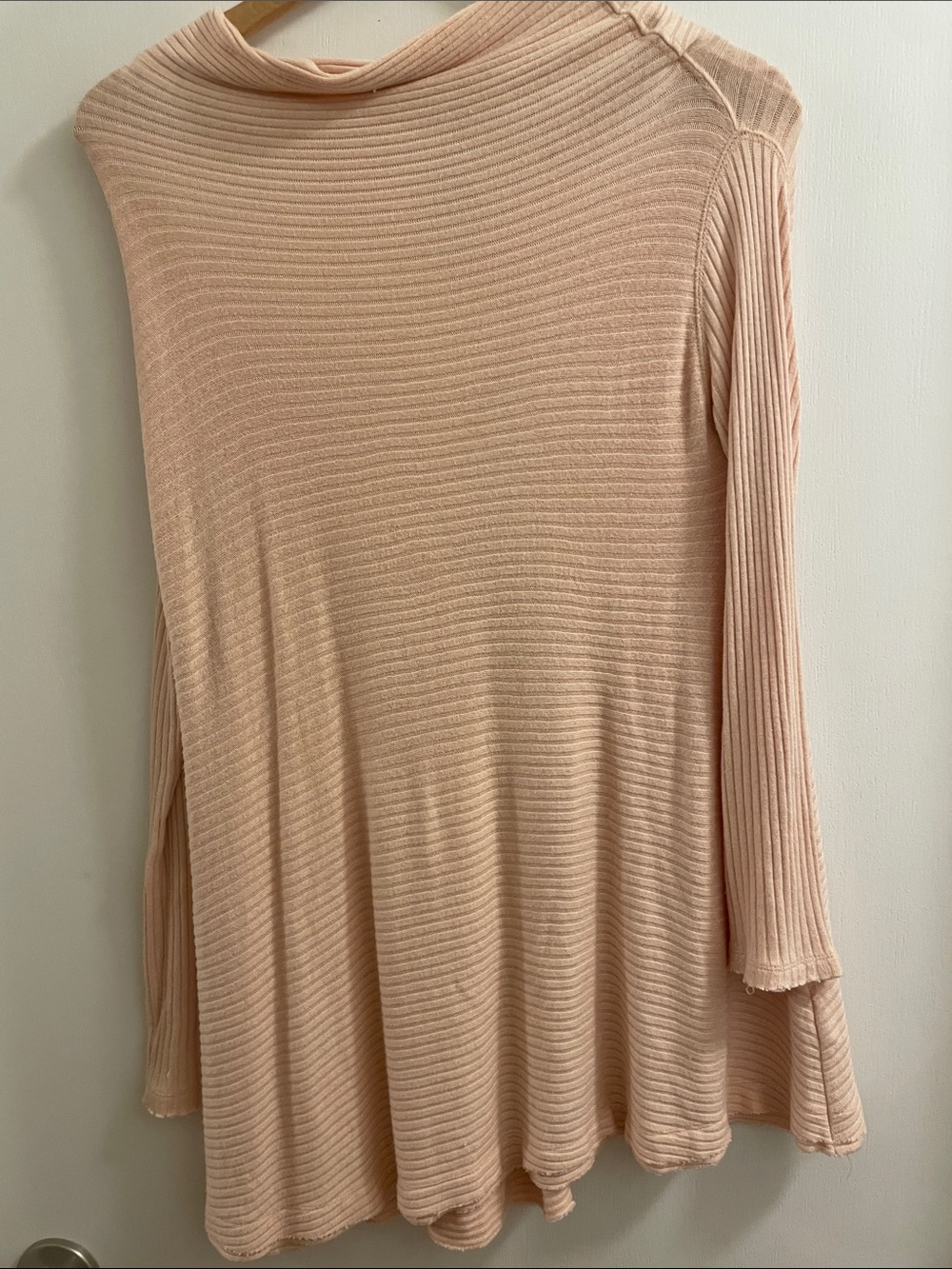 Free People Soft Ribbed blush Knit Top